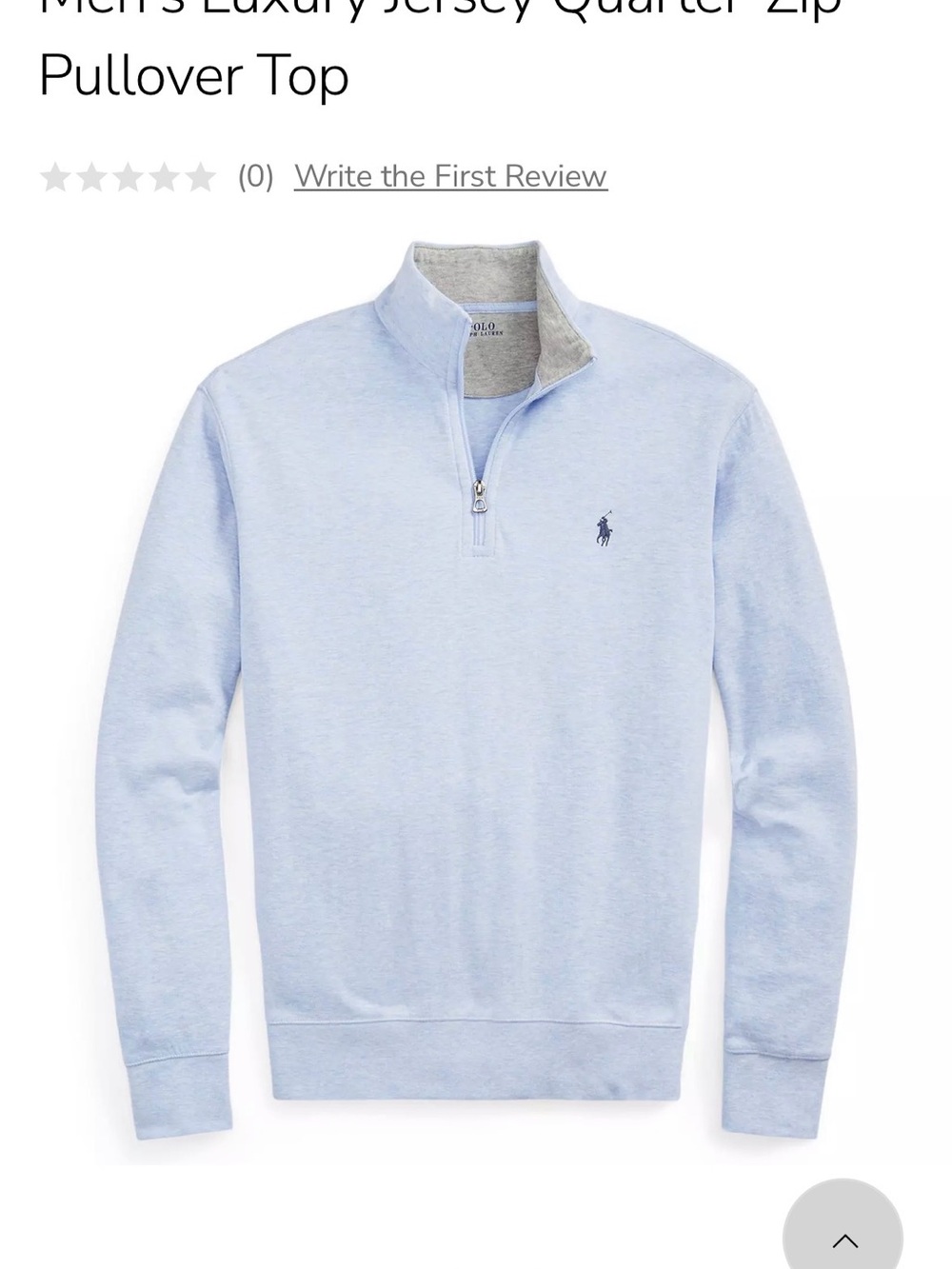 Polo by Ralph Lauren Light Blue Quarter-Zip Jersey Pullover